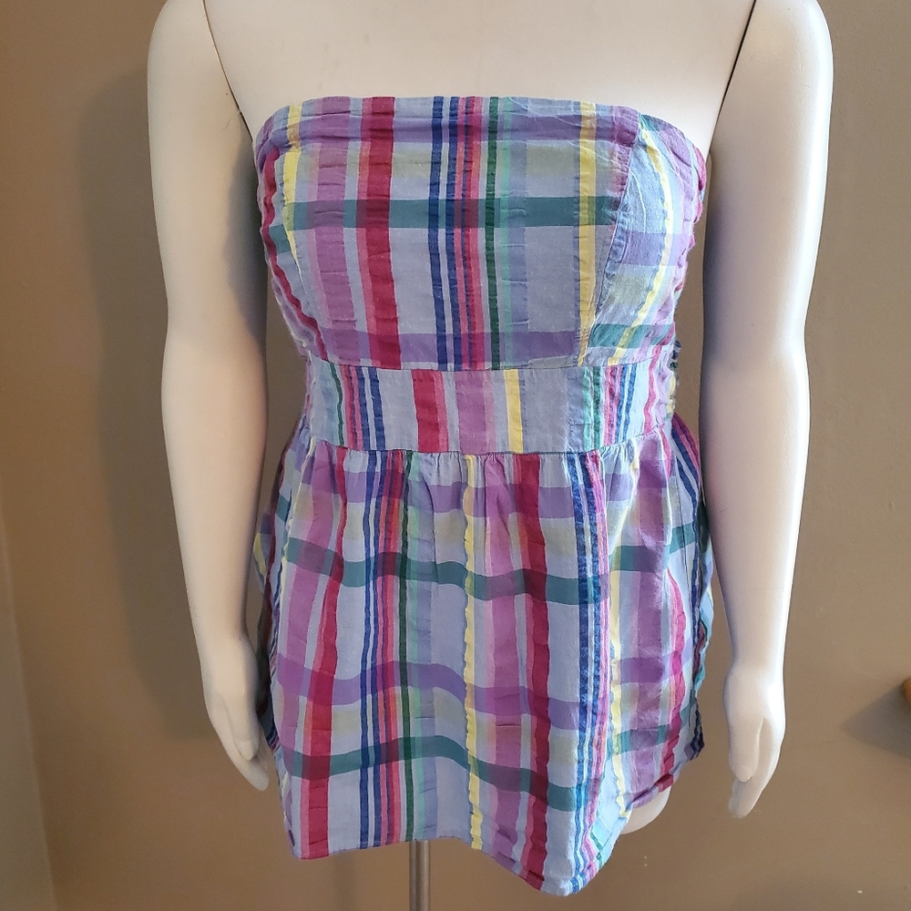 Plaid strapless top